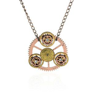 Steampunk Necklace Copper and Bronze Gears